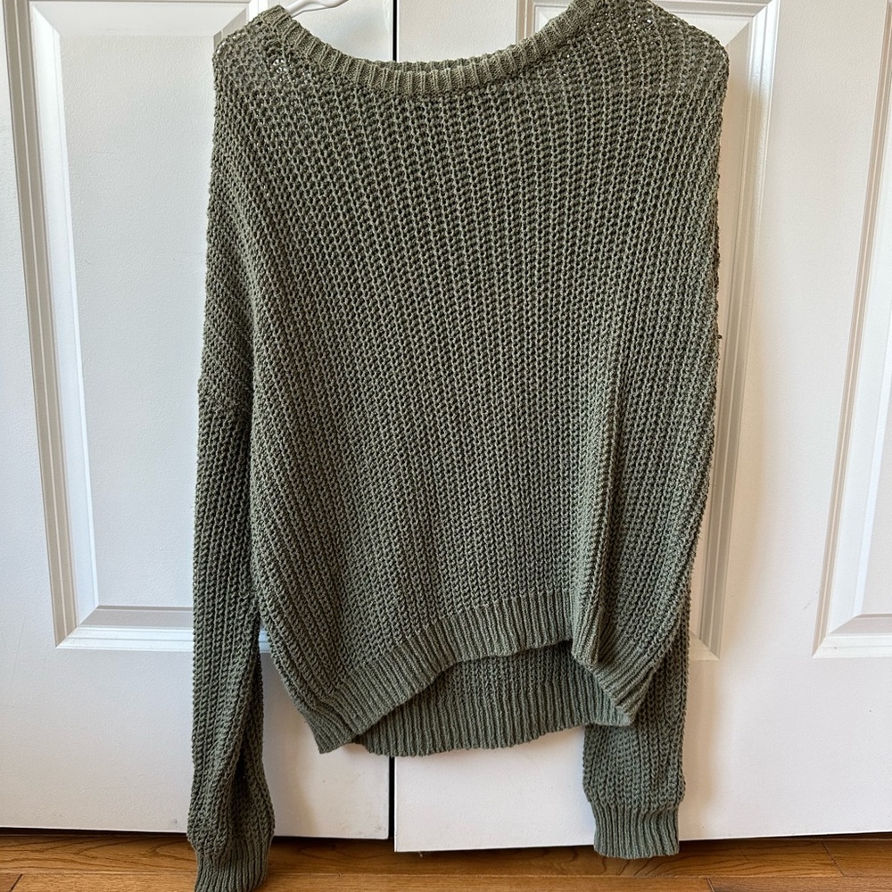 Green knit slouchy sweater